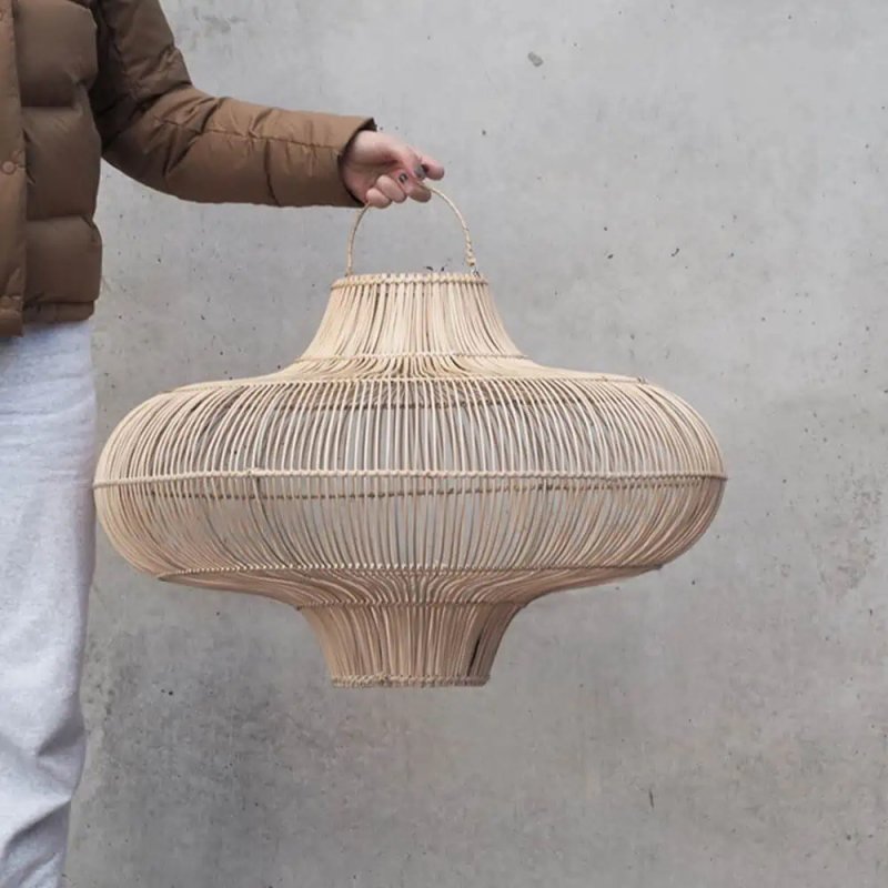 Wooden sheep lamp Japanese style living room bedroom dining room retro rattan art country hotel B&B rattan chandeli