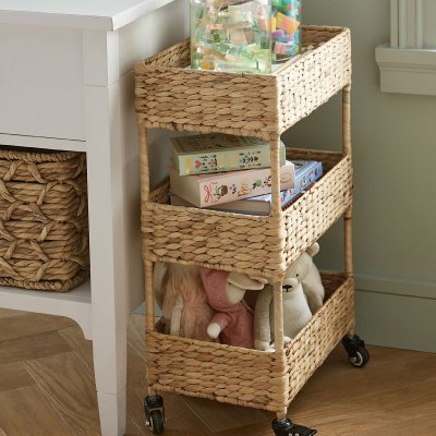 Wind pulley straw woven storage rack debris storage rack hand-woven storage rack multi-layer storage basket
