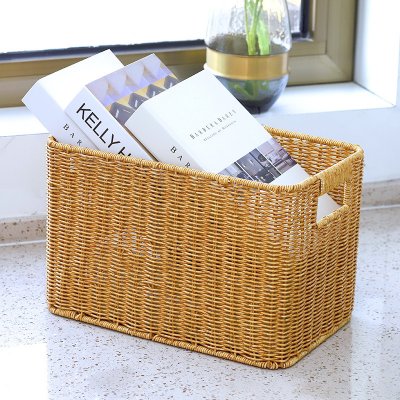 Imitation rattan cabinet storage basket woven storage basket living room snacks grocery storage box toy basket clothes storage box
