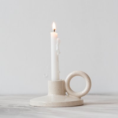 Modern vegetative white glazed round ceramic home personalized candlestick decoration ornaments aromatherapy