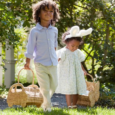 Handmade straw woven rattan flower art basket handmade small flower basket picnic basket children's plush toy basket