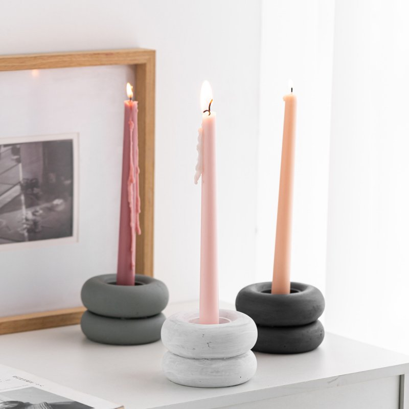 Round candlestick cement black and white gray simple and elegant couple hotel romantic dinner decoration