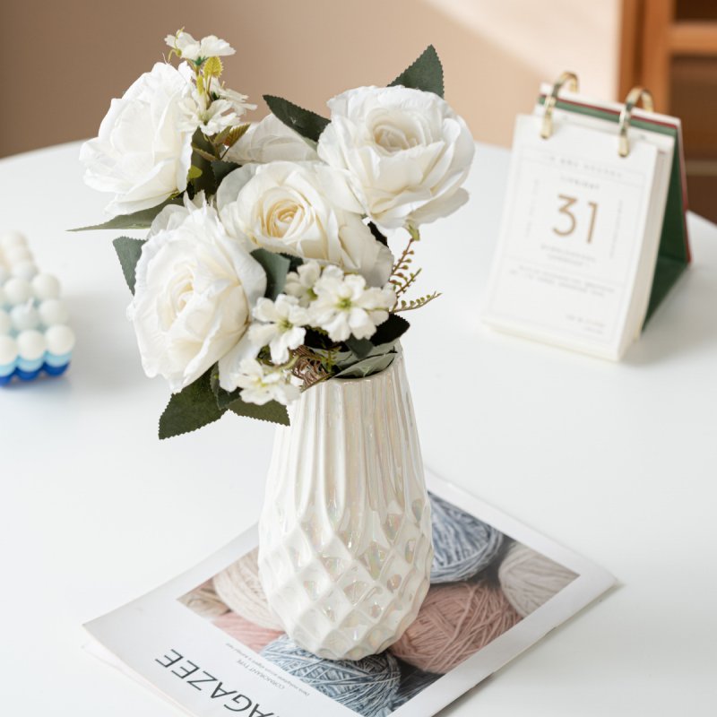 Wind ceramic vase fish scale pattern balcony interior decoration simple gift