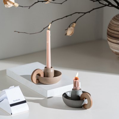 Simple vegetarian ceramic hand-held retro candlestick geometric shape home desktop home decoration