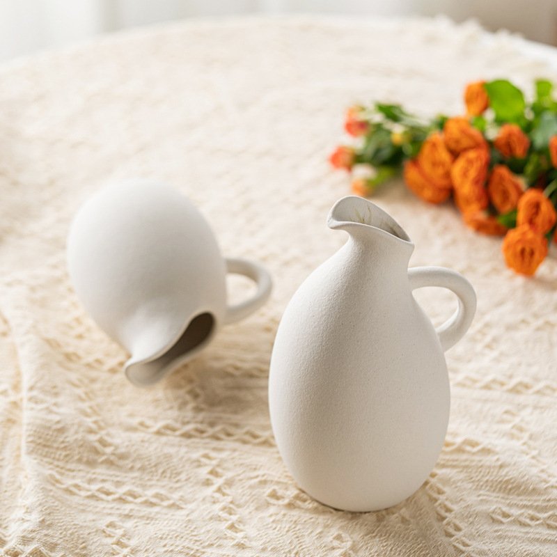 Ceramic back mouth hydroponic vase light luxury textured home decoration