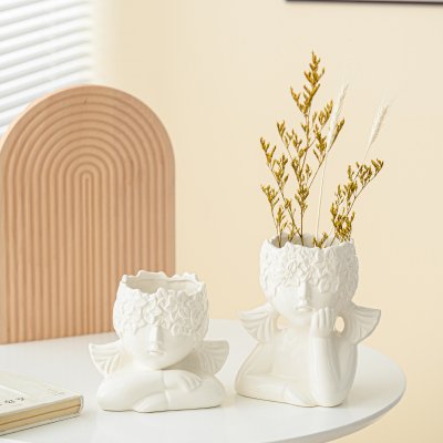 Ceramics Simple avatar ceramic vase home soft decoration ornaments
