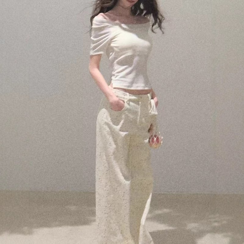 / "You look back too" bow-tie antibacterial round neck slim elastic pure erotic top shirt