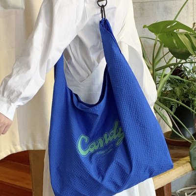 Casual fine-plaid letter printed crossbody bag versatile large capacity handbag nylon canvas bag