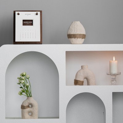 Ceramic crafts vegetarian fired earth glaze straps small vase three-piece set indoor home decorations