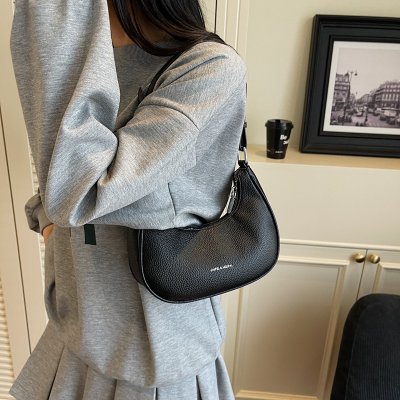 Soft leather underarm bag retro solid color dumpling bag one-shoulder handbag French temperament women's bag