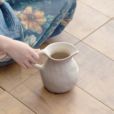 Modern simple single ear vertical striped ceramic vase furniture ornaments craft decoration