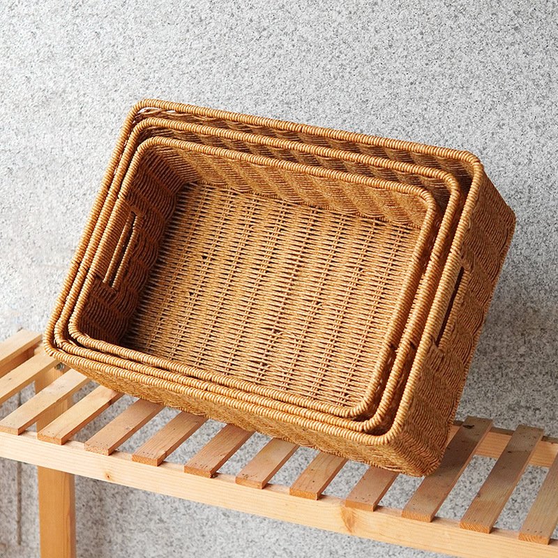 Imitation rattan tea table storage basket living room TV cabinet drawer storage basket desktop snack cosmetic storage basket