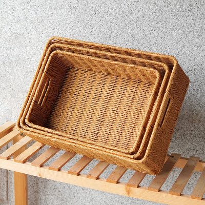 Imitation rattan tea table storage basket living room TV cabinet drawer storage basket desktop snack cosmetic storage basket