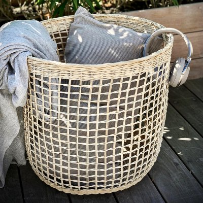 Household handmade rattan woven miscellaneous basket children's toy storage basket round real rattan woven clothing basket