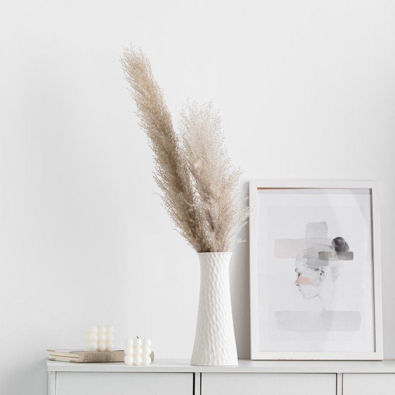 Ceramics, simple large vase, home decoration, white surface, fish scale pattern,