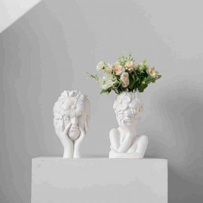 Fenghuatou girl wide mouth ceramic vase pen holder flower decoration home decoration