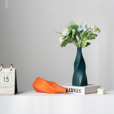 Damon Lubao geometric spiral thin-mouth flower insert modern simple ceramic vase home light luxury soft decoration ornaments