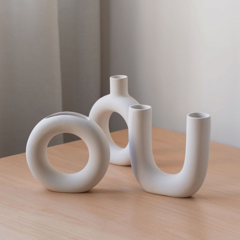 Special shape hydroponic ceramic vase decorative vegetarian flower arrangement geometric crafts