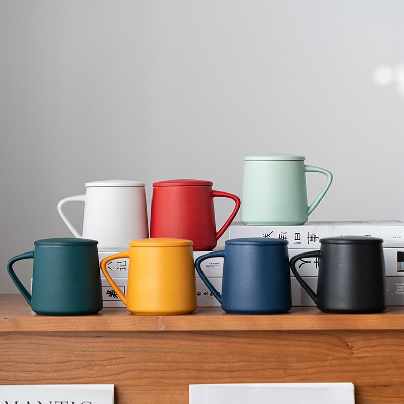 Damon Ceramic Cup Household Coffee Cup Water Cup Tea Cup Corner Handle Coffee Cup