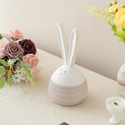 Style matte ceramic modern simple circle desktop home cute rabbit ornaments