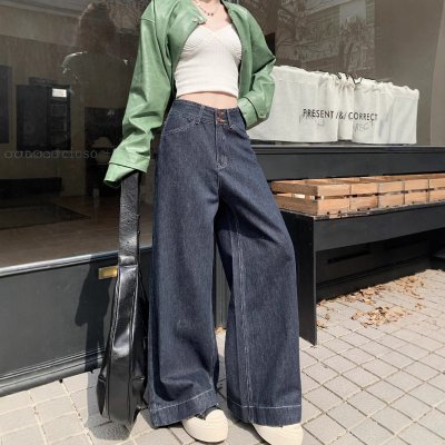 Real photos of summer loose and casual wide-leg pants for women with high waist small jeans trendy