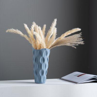 Modern macaron trumpet ceramic vase Simple glazed home decoration ornament piece