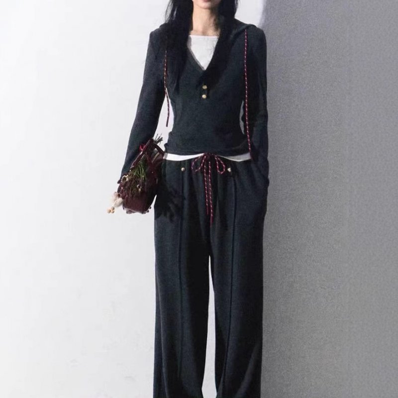 / "Aden's Tears" fashionable sweater sports suit slimming and versatile base shirt and trousers