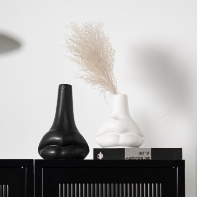Simple, large lips ceramic ornaments, hydroponic dried flower vase, light luxury high-end decoration