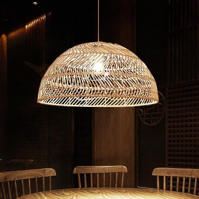 Wedding props Japanese chandeliers indoor bar restaurant decoration straw woven retro lamps woven lamps rattan lampshade