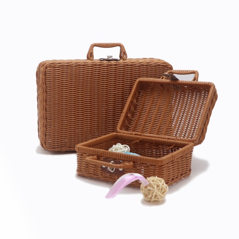Braided suitcase cosmetics storage box Wedding gift box souvenir gift box rattan storage basket