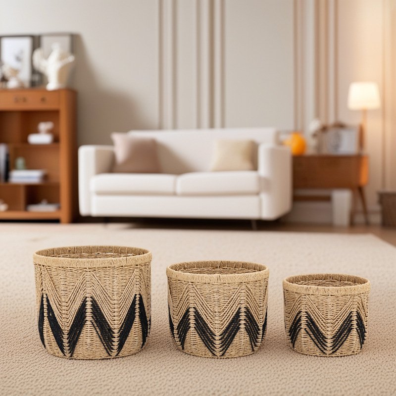 Rattan storage basket desktop hand-woven basket storage frame decorative basket paper basket sorting storage box
