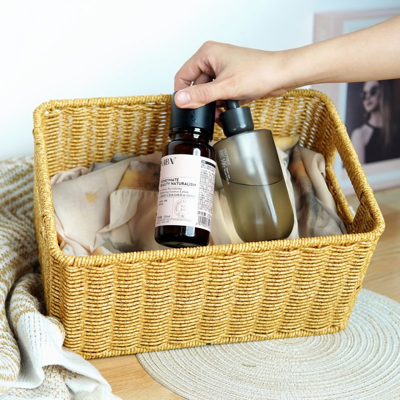 Imitation rattan storage basket living room drawer storage basket desktop toys snack storage basket storage basket storage basket storage basket