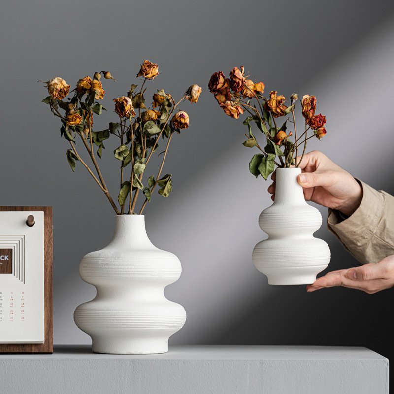 Modern simple lines gourd ceramic high-end vase light luxury texture home decoration
