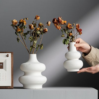 Modern simple lines gourd ceramic high-end vase light luxury texture home decoration