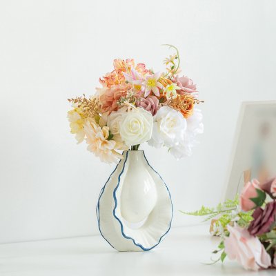 Simple style hand-painted white small fresh ceramic vase light luxury artistic home decoration