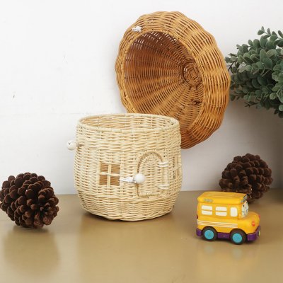 Free shipping acorn handbag handbag handmade rattan mushroom storage box children's toy basket woven storage basket photography props
