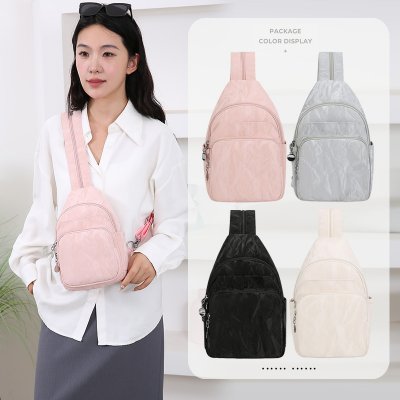 Soft leather dual-purpose crossbody chest bag for women fashion trend printed new Chinese style shoulder bag texture small backpack