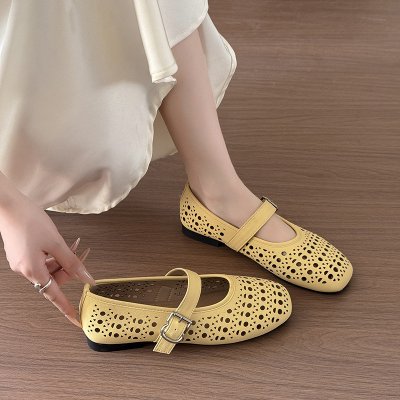 Flat sole single shoes for women in summer Mary Jane women's shoes soft sole hollow ballet small single shoes hole sandals
