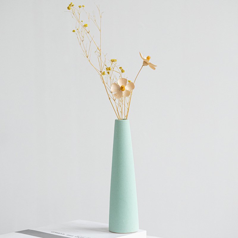 Light luxury Japanese style fresh vase ceramics, style frosted flower insert cone matte decorations, home decorations
