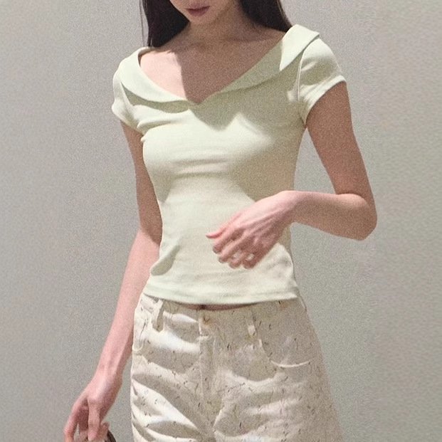 / "The Path of the Bird" Gypsum cotton-sensing antibacterial design-sensing doll lapel short-sleeved shirt