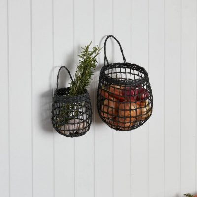 Rattan woven basket kitchen ginger and garlic storage basket retro wall hanging basket small basket flower basket kitchen utensil hanging basket