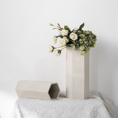 Hexagonal square tube ceramic vase modern simple home decoration products