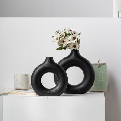 Modern simple circle ceramic vase light luxury high-end decorations home decorations