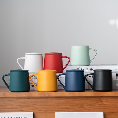 Damon Ceramic Cup Household Coffee Cup Water Cup Tea Cup Corner Handle Coffee Cup