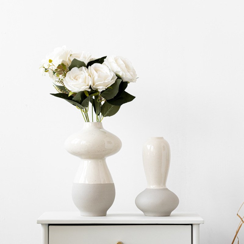 Style, vegetarian, two-color ceramic vase ornaments, handicrafts, home decorations