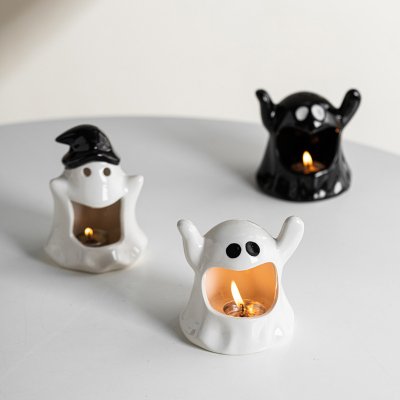 Cute ghost multicolor ceramic candlestick craft Halloween atmosphere decoration ornaments