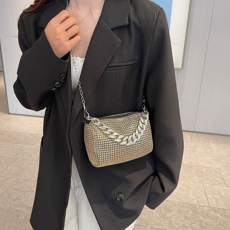 This year's popular bright diamond small bags for women's summer trendy chain crossbody bags niche shoulder bags