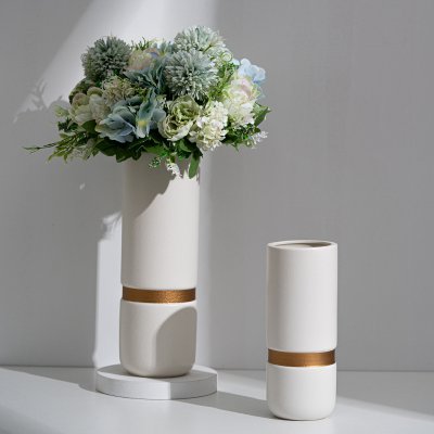Round Japanese style gold-painted ceramic vase simple modern home decoration ornaments flowers fresh and elegant