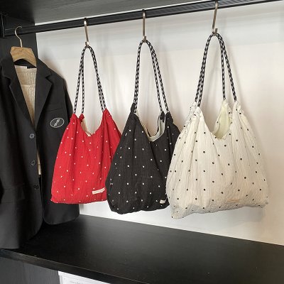Summer mesh drawstring bag large capacity chiffon shoulder bag fresh little flower fairy vacation bag women commuting bag