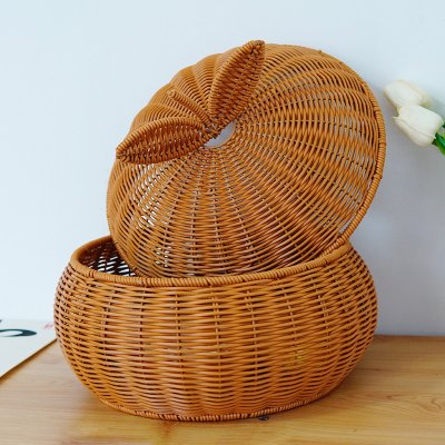 Orange storage tank with lid living room tea table fruit snack basket egg basket steamed bun basket tea storage box